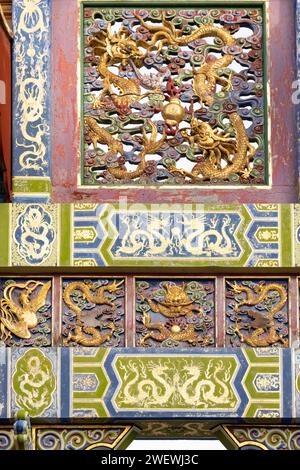 close up detail shot of the Chinese Paifang , in liverpool's chinatown district Stock Photo