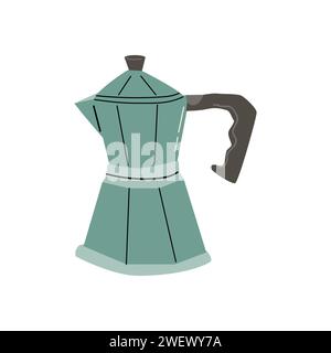 Hand drawn coffee maker icon. Coffee pot in retro style. hand drawn illustration isolated.  Stock Vector