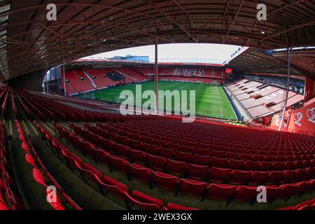 Sheffield, UK. 27th Jan, 2024. Interior view of the stadium ahead of the Emirates FA Cup Fourth Round match Sheffield United vs Brighton and Hove Albion at Bramall Lane, Sheffield, United Kingdom, 27th January 2024 (Photo by Conor Molloy/News Images) in Sheffield, United Kingdom on 1/27/2024. (Photo by Conor Molloy/News Images/Sipa USA) Credit: Sipa USA/Alamy Live News Stock Photo