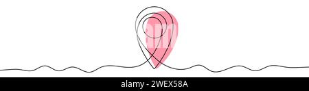Continuous editable line drawing of map pin icon. One line drawing background. Vector illustration. GPS icon in one line style. Stock Vector