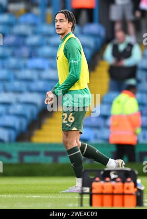 Elland Road, Leeds, Yorkshire, UK. 27th Jan, 2024. FA Cup Fourth Round Football, Leeds versus Plymouth Argyle; Ashley Phillips of Plymouth Argyle during the warm up Credit: Action Plus Sports/Alamy Live News Stock Photo