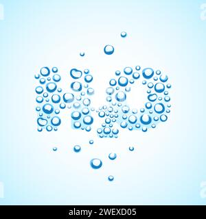 Air bubbles H2O shaped underwater. Chemical formula of water. Vector illustration EPS10 Stock Vector