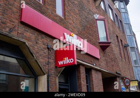 The recently closed down Wilko store in Horsham , West Sussex , England UK . Hundreds of the well known High Street Wilko shops closed down in 2023 after the company went into administration Stock Photo