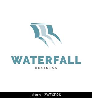 Waterfall Icon Logo Design Template Stock Vector