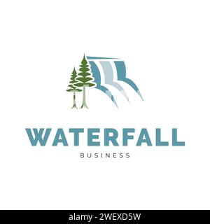 Waterfall Icon Logo Design Template Stock Vector