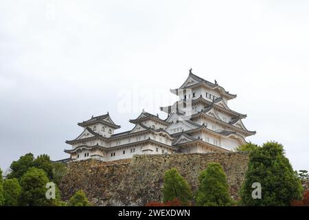 Himeji castle with autumn blue sky white cloud, frame one of japan's best destination for travel, Hyogo Japan. Stock Photo