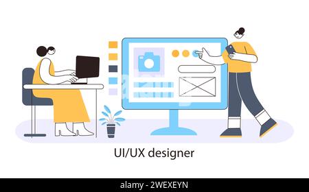 Ux designer concept of website designer, app Stock Vector