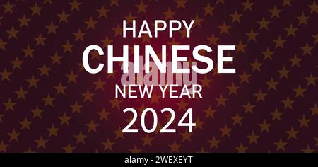 Happy Chinese New year 2024 text illustration design Stock Vector