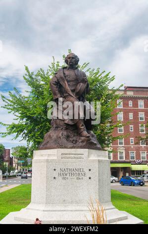 Salem, Massachusetts. August 23, 2019. The historic landmark Nathaniel Hawthorne statue in Salem Massachusetts. Stock Photo