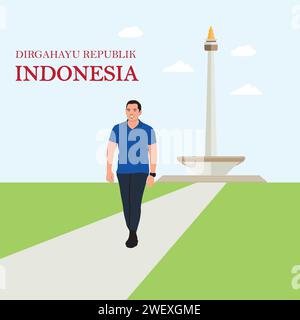 Independence day of indonesia. vector illustration in flat design style Stock Vector
