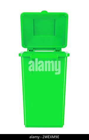 A new unbox green large plastic bin isolated on white background ...