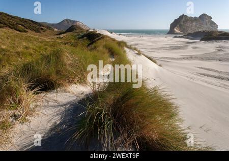 Wharariki beach on the South island of New Zealand Stock Photo