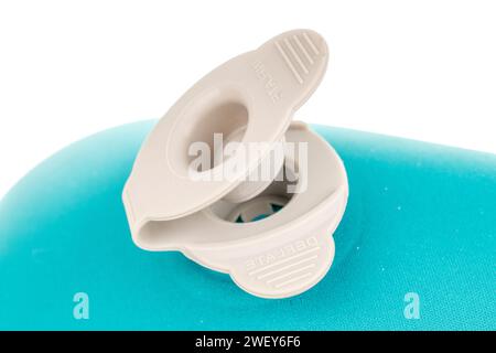 Oxygen valve in an inflatable pillow, macro, isolated on white background. Stock Photo