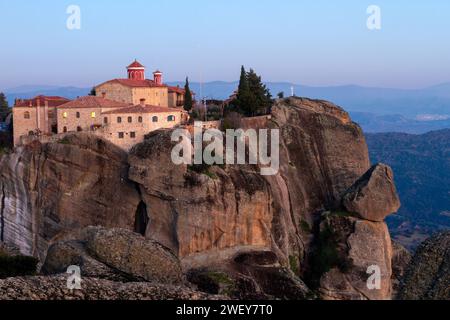 Monastery of St. Stephen, a Greek Orthodox monastery part of the Meteora monasteries' complex in Thessaly, central Greece. It was found in 14th C. Stock Photo