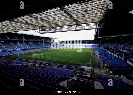 Liverpool, UK. 27th Jan, 2024. General view inside the Goodison Park stadium, home of Everton football club.Emirates FA Cup, 4th round match, Everton v Luton Town at Goodison Park in Liverpool on Saturday 27th January 2024. this image may only be used for Editorial purposes. Editorial use only, pic by Chris Stading/Andrew Orchard sports photography/Alamy Live news Credit: Andrew Orchard sports photography/Alamy Live News Stock Photo