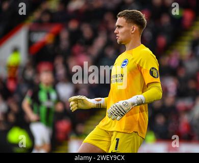 Bramall Lane, Sheffield, UK. 27th Jan, 2024. FA Cup Fourth Round Football, Sheffield United versus Brighton and Hove Albion; Bart Verbruggen of Brighton Credit: Action Plus Sports/Alamy Live News Stock Photo