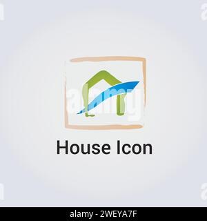 House, Home Icon Logo - Graphic Element - Illustration - Hand drawn Real Estate Business Branding Design Stock Vector