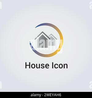 House, Home Icon Logo - Graphic Element - Illustration - Hand drawn Real Estate Business Branding Design Stock Vector