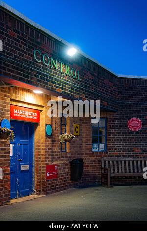 Entrance to the control tower at Manchester Barton Aerodrome - City Airport Manchester - in Salford, Greater Manchester Stock Photo