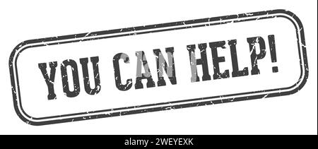 you can help stamp. you can help rectangular stamp isolated on white background Stock Vector