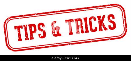 tips & tricks stamp. tips & tricks rectangular stamp isolated on white background Stock Vector