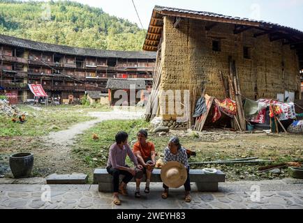 Shunyu Lou, one of the largest tulou (rammed earth buildings) in Nanjing County, Fujian Province, China Stock Photo