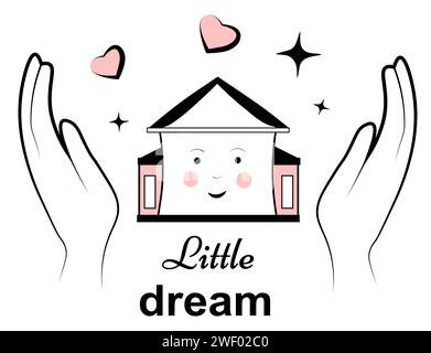 A house in your hands. A little dream. Doodle Stock Vector