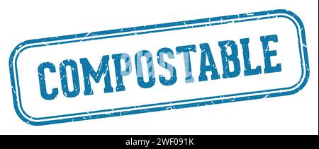 compostable stamp. compostable rectangular stamp isolated on white ...