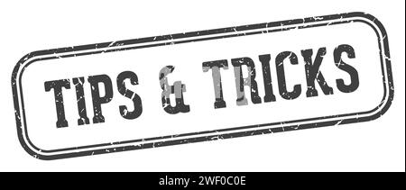 tips & tricks stamp. tips & tricks rectangular stamp isolated on white background Stock Vector