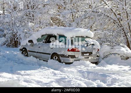 Car covered with snow Stock Photo