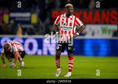 Waalwijk, Netherlands. 27th Jan, 2024. WAALWIJK, NETHERLANDS - JANUARY 27: Joshua Kitolano of Sparta Rotterdam looks dejected during the Dutch Eredivisie match between RKC Waalwijk and Sparta Rotterdam at the Mandemakers Stadion on January 27, 2024 in Waalwijk, Netherlands. (Photo by Rene Nijhuis/Orange Pictures) Credit: dpa/Alamy Live News Stock Photo