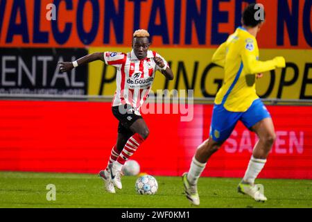 Waalwijk, Netherlands. 27th Jan, 2024. WAALWIJK, NETHERLANDS - JANUARY 27: Joshua Kitolano of Sparta Rotterdam dribbles with the ball during the Dutch Eredivisie match between RKC Waalwijk and Sparta Rotterdam at the Mandemakers Stadion on January 27, 2024 in Waalwijk, Netherlands. (Photo by Rene Nijhuis/Orange Pictures) Credit: dpa/Alamy Live News Stock Photo