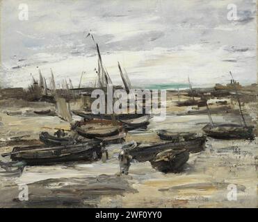 Antoine Vollon (1833 - 1900) - Vissersboten in de haven van Dieppe Stock Photo