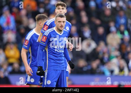 Leicester, UK. 27th Jan, 2024. Jamie Vardy (LC) at the Leicester City v Birmingham City EPL Championship match, at the King Power Stadium, Leicester, UK on 27th January, 2024. Credit: Paul Marriott/Alamy Live News Stock Photo