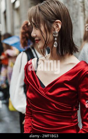 A guest wears DG red dress, outside Dolce Gabbana show during Milan Fashion Week Womenswear Spring/Summer 2024 Stock Photo - Alamy A guest wears DG red dress, outside Dolce Gabbana show during Milan Fashion Week Womenswear Spring/Summer 2024 Stock Photo - Alamy