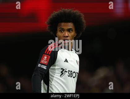 Craven Cottage, Fulham, London, UK. 27th Jan, 2024. FA Cup Fourth Round Football, Fulham versus Newcastle United; Willian of Fulham Credit: Action Plus Sports/Alamy Live News Stock Photo