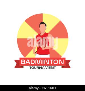 Badminton tournament. Flat style vector illustration isolated on white background. Stock Vector