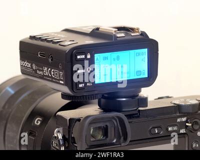 Electronic device for photograpy, trigger camera Godox X2T connected for Sony Camera Stock Photo