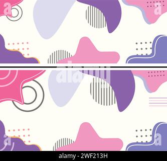 Abstract background colorful Memphis flat geometric shapes Design for poster, presentation, card, cover, banner, Wavy flat style design eps file Stock Vector