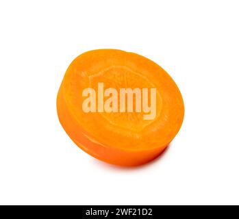 Top view of beautiful orange carrot slice is isolated on white background with clipping path. Stock Photo