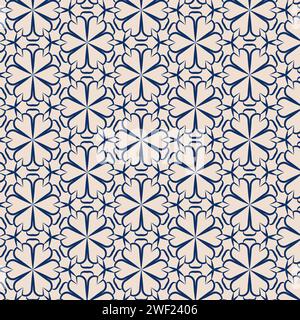 Line flowers seamless pattern on light background. Grid pattern Mosaic vector illustration Isolated Stock Vector