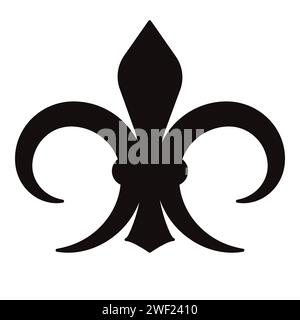 Fleur De Lis Line icon Black design element Vector illustration Isolated on white background Stock Vector