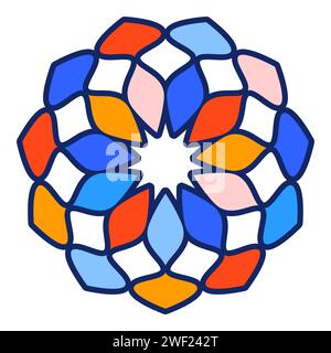 Kaleidoscope colorful pattern. Stained glass window Mosaic vector illustration. Isolated on a white background. Stock Vector