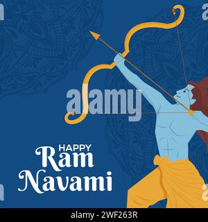 flat design vector happy ram navami festival illustration Stock Vector