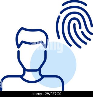 Male user profile protected by fingerprint id. Pixel perfect, editable stroke Stock Vector