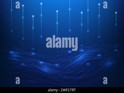 Big data technology background overlapping data lines It represents the collection of huge amounts of data into the digital technology system. and can Stock Vector
