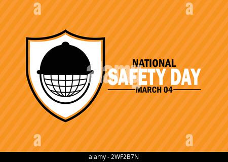 National Safety Day. March 04. Holiday concept. Template for background, banner, card, poster with text inscription. Vector illustration Stock Vector