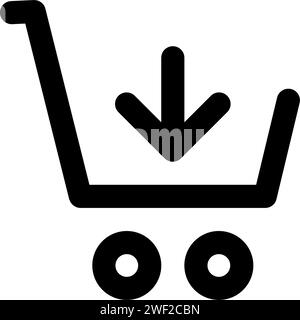 Shopping cart download vector icon, flat design. Isolated on white background. Stock Vector