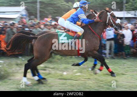 Horse racing in Kediri, Eastjava, Indonesia Stock Photo
