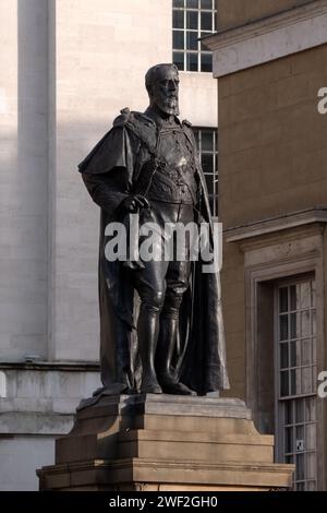 LONDON, UK - JANUARY 27, 2024: Statue of British statesman Spencer Compton Cavendish, 8th Duke of Devonshire on Whitehall Stock Photo